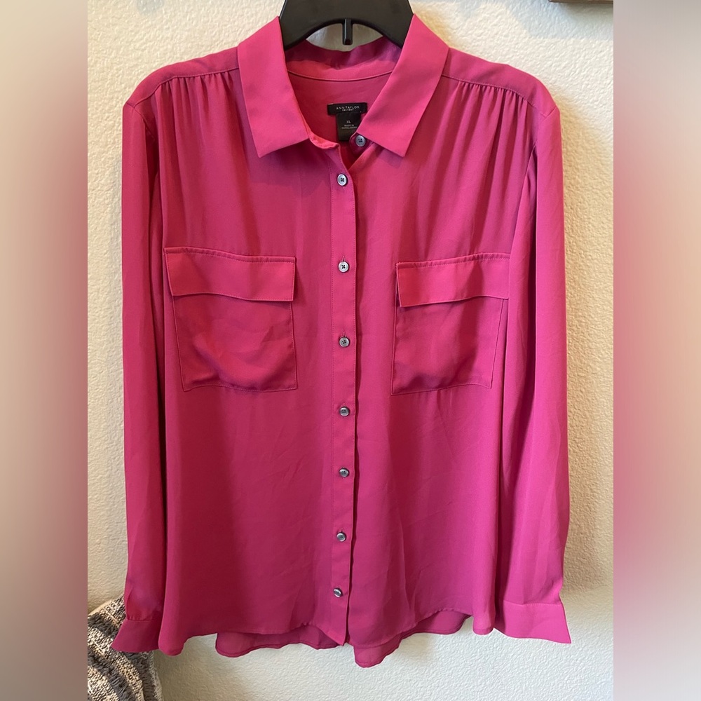 Ann Taylor Factory mauve long sleeve blouse XL, EUC